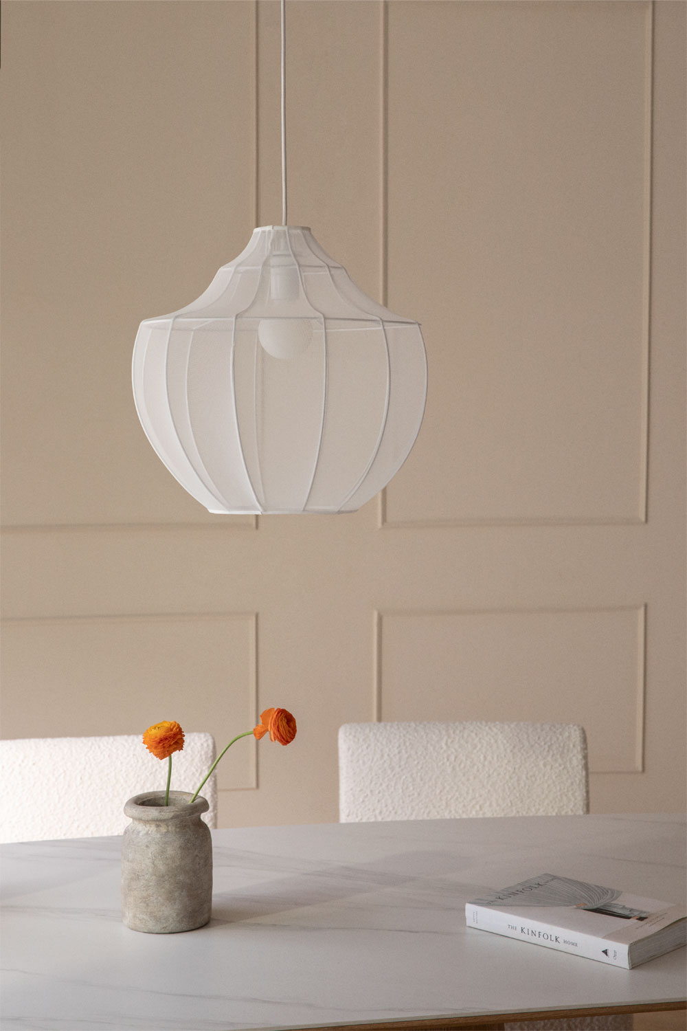 Lampada da soffitto Adaya in metallo e tessuto