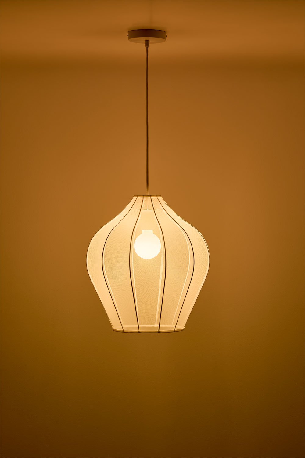 Lampada da soffitto Belisa in metallo e tessuto
