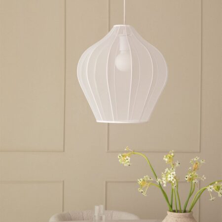 Lampada da soffitto Belisa in metallo e tessuto