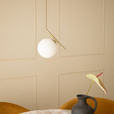 Lampada da soffitto in acciaio inox Linorayle con sfera di vetro