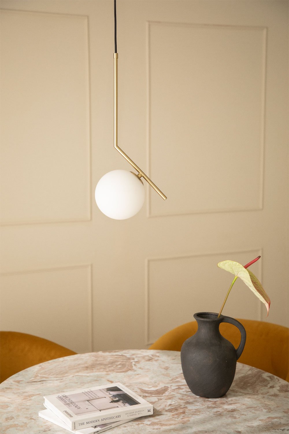 Lampada da soffitto in acciaio inox Linorayle con sfera di vetro