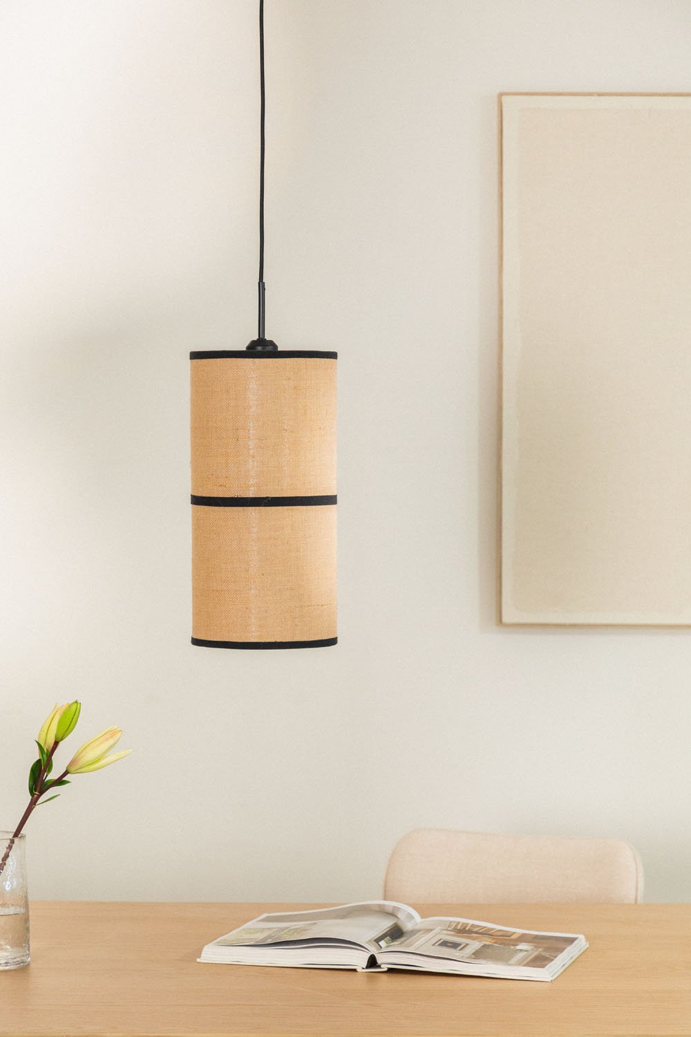 Lampada da soffitto Olinda in juta e cotone