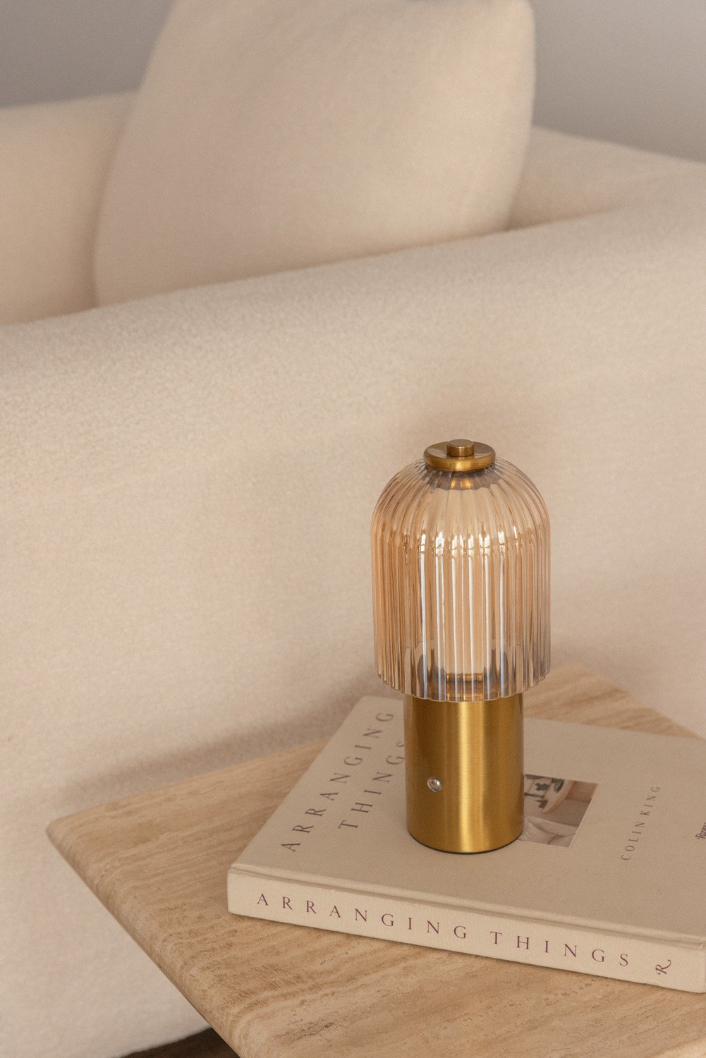 Lampada da tavolo LED senza fili in ferro e vetro Neristan