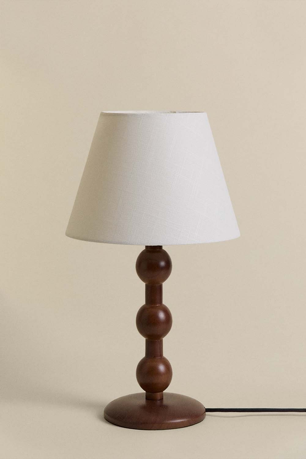 Lampada da tavolo Dorela in legno di caucciù
