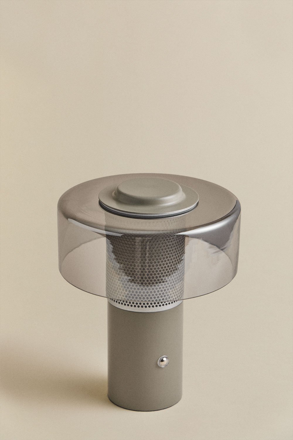 Lampada da tavolo LED wireless Elfriede in vetro e acciaio
