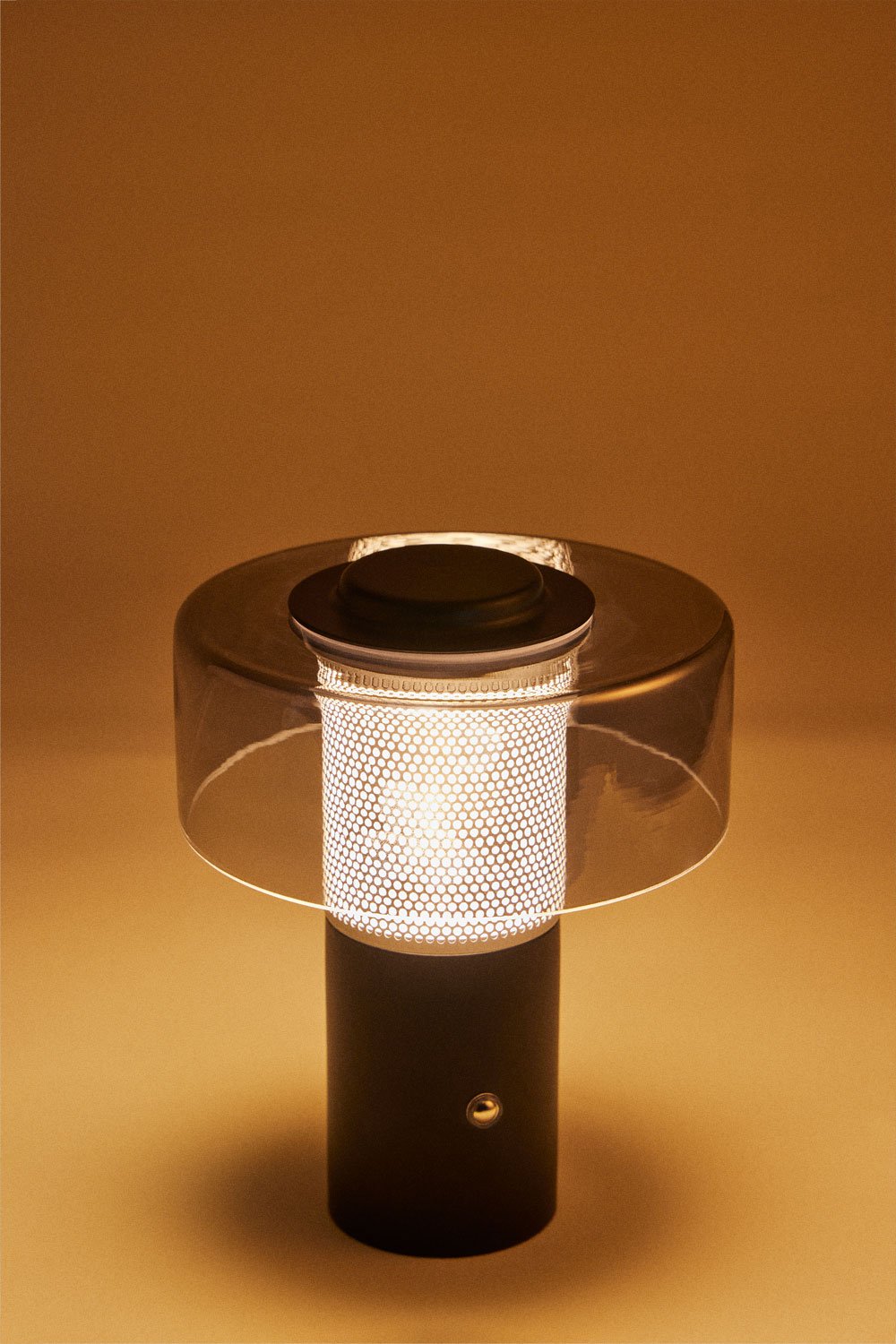 Lampada da tavolo per esterni a LED wireless Elfriede in vetro e acciaio