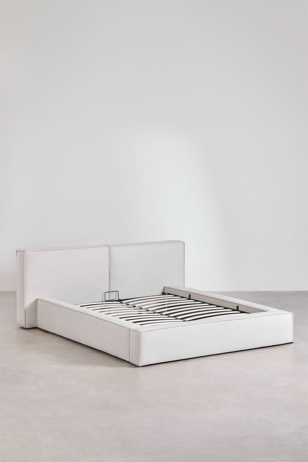 Letto con contenitore imbottito Lunari