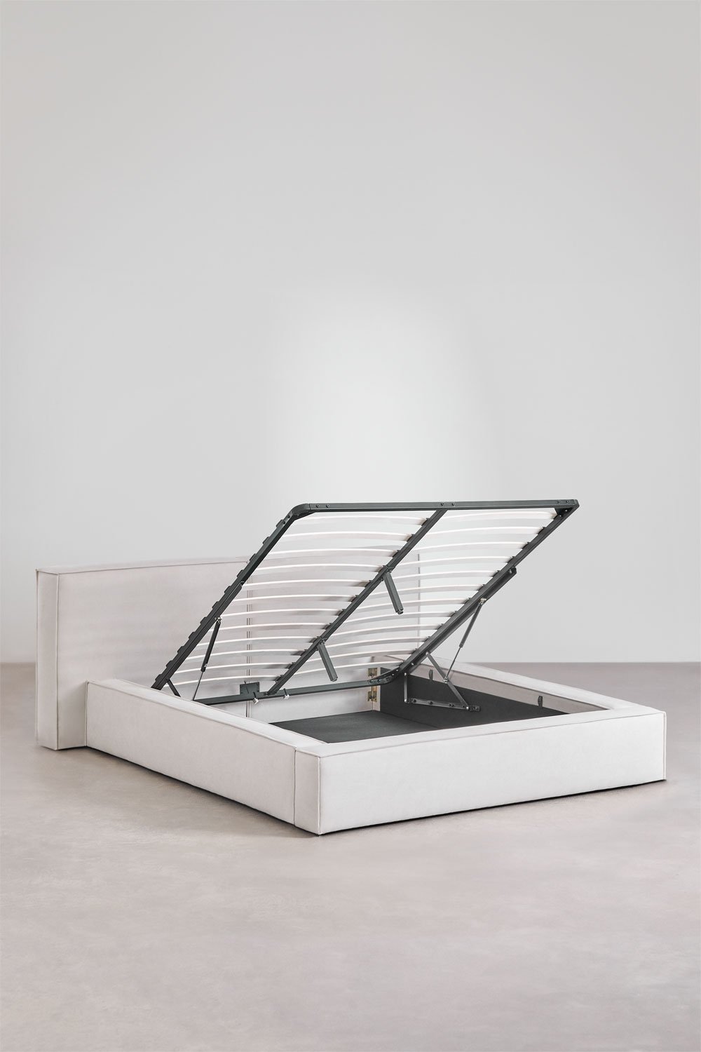 Letto con contenitore imbottito Lunari