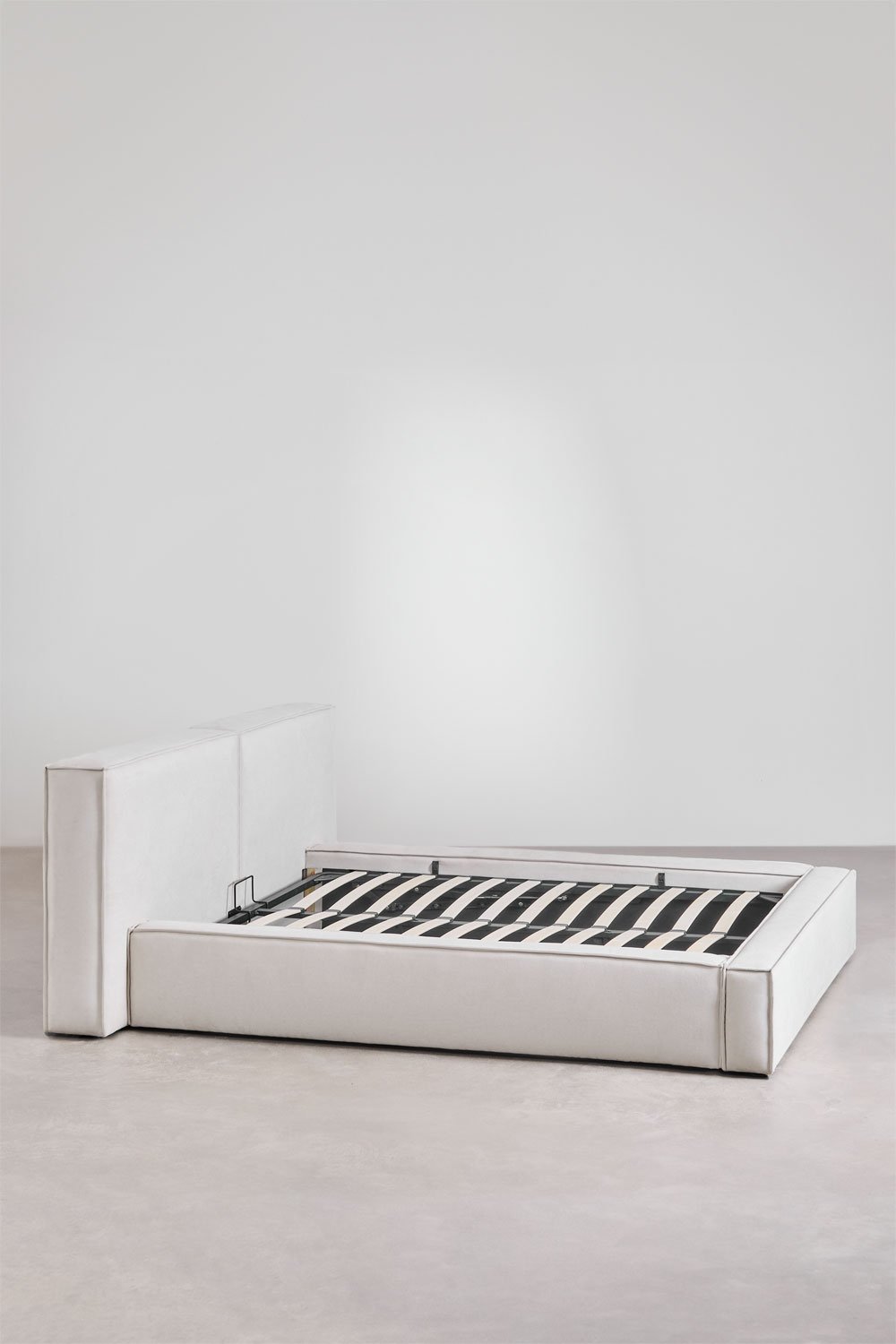 Letto con contenitore imbottito Lunari