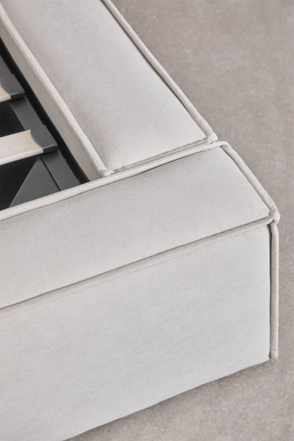 Letto con contenitore imbottito Lunari