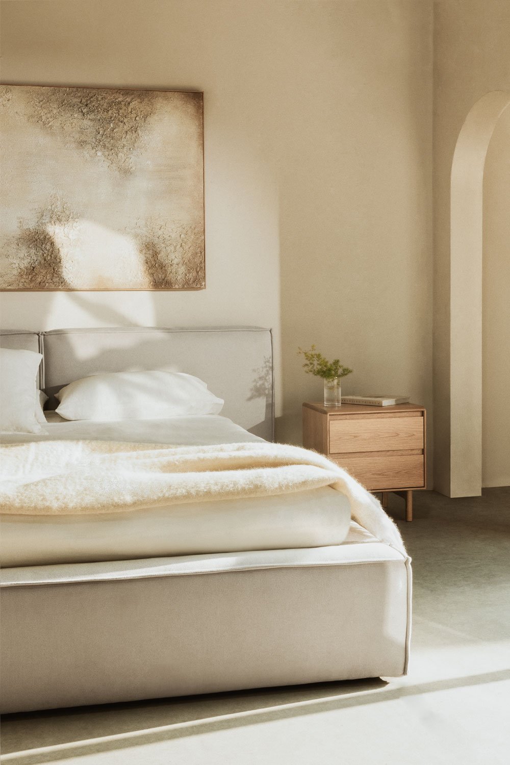 Letto con contenitore imbottito Lunari