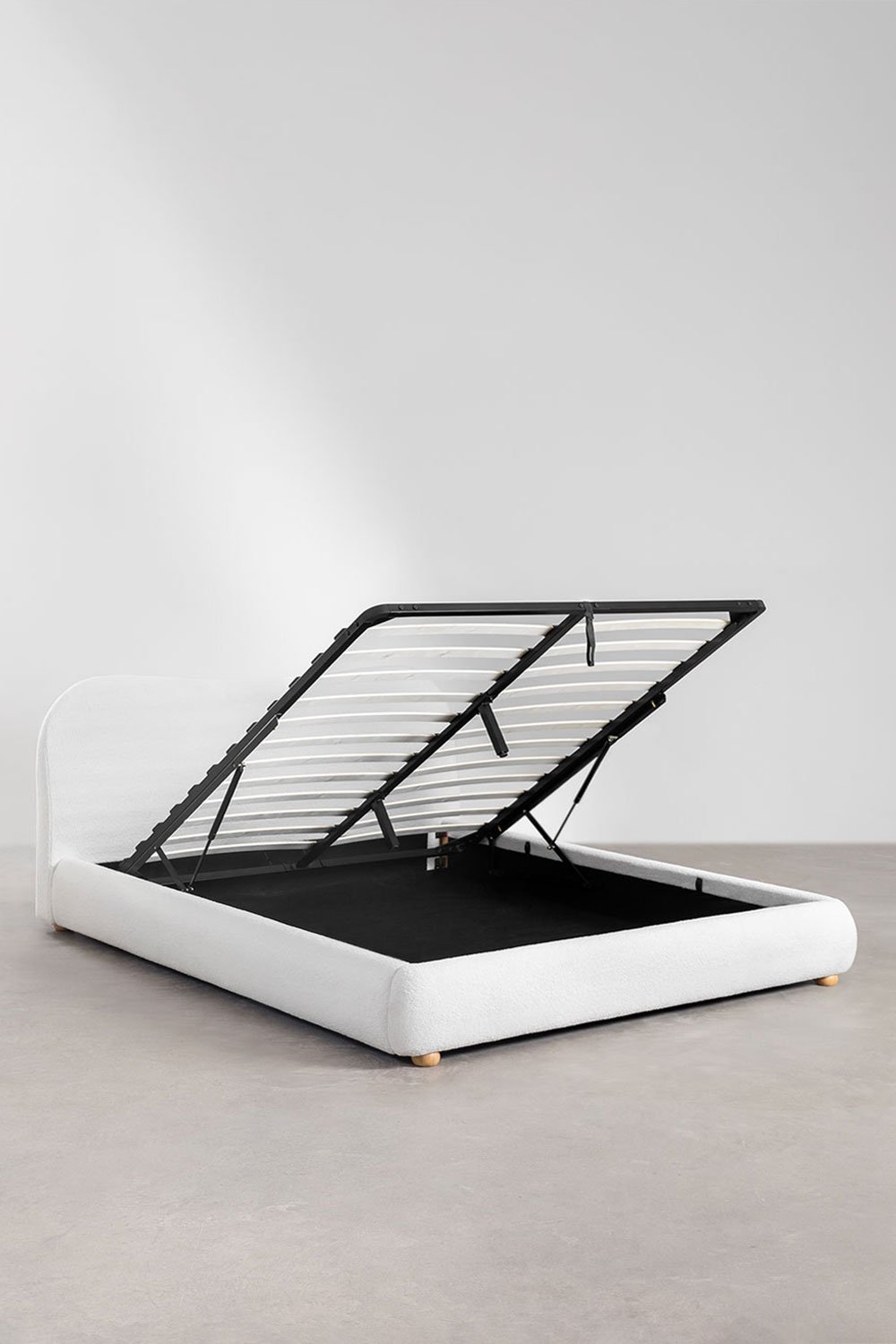 Letto con contenitore ribaltabile imbottito Winselet