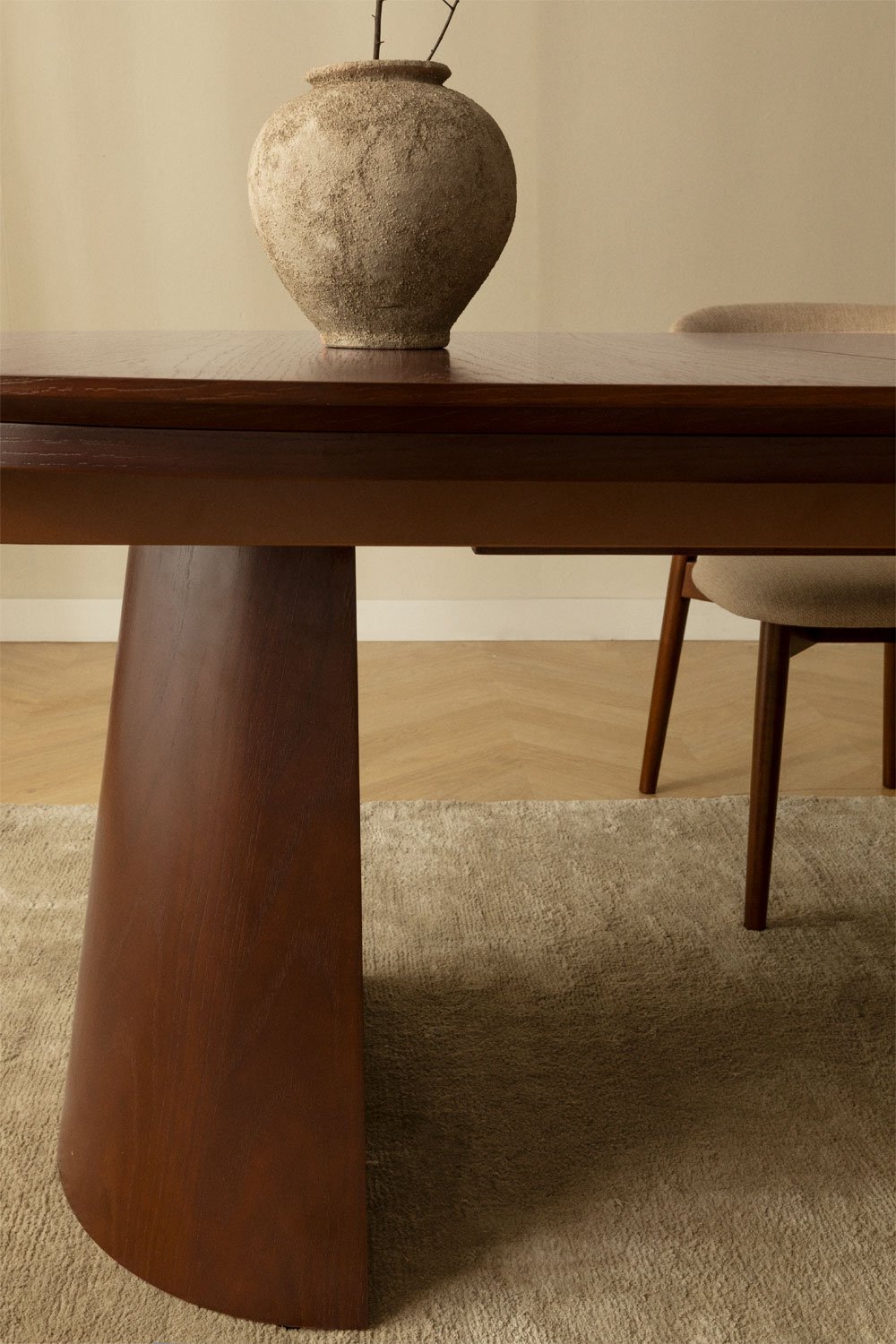 Tavolo da pranzo ovale 180-240x105 cm allungabile in MDF e impiallacciato rovere Montana