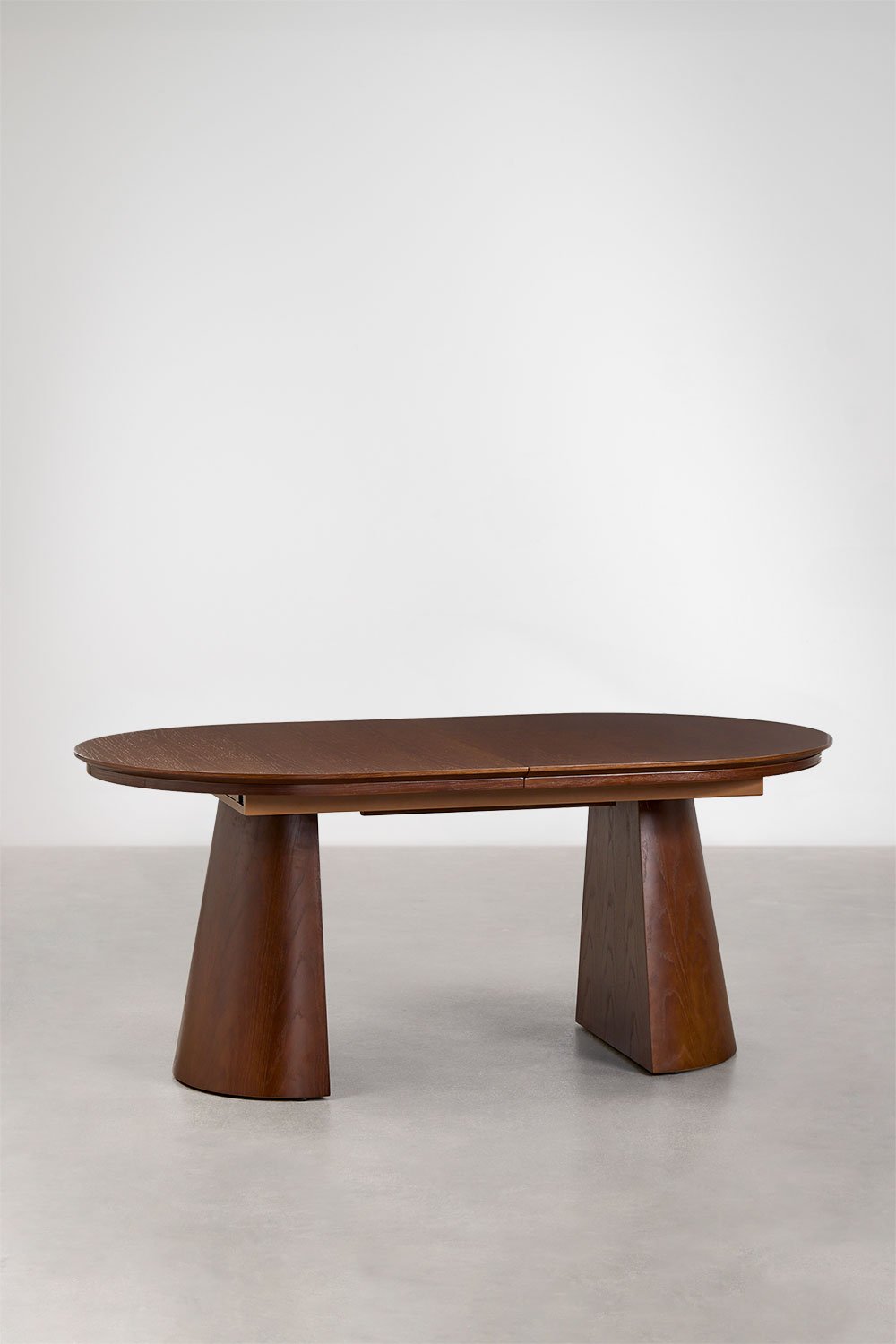 Tavolo da pranzo ovale 180-240x105 cm allungabile in MDF e impiallacciato rovere Montana