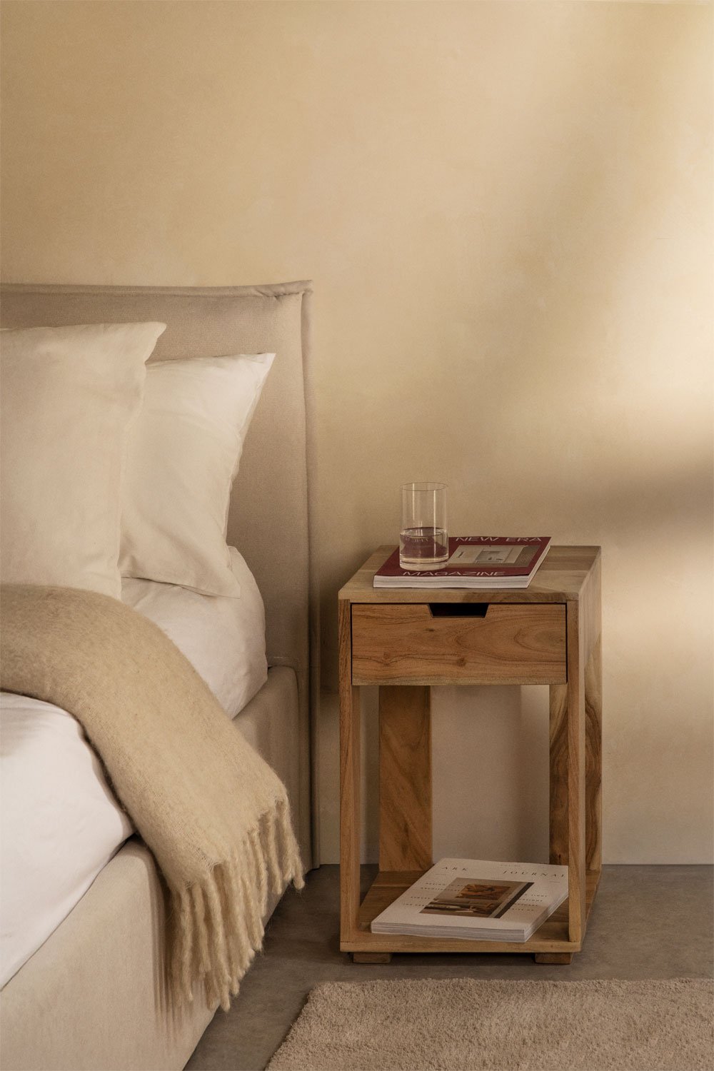Comodino quadrato 35x35 cm in legno Leduc