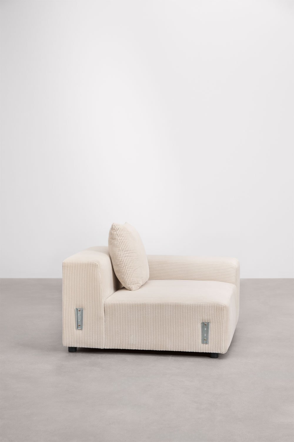 Modulo angolare destro (115x113 cm) con bracciolo basso e cuscino per divano componibile Bruna