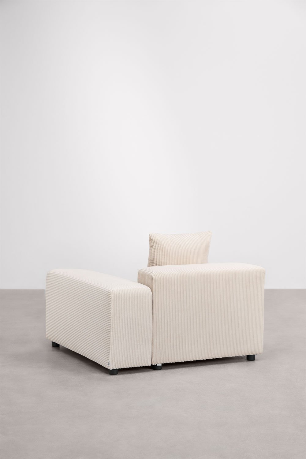 Modulo angolare destro (115x113 cm) con bracciolo basso e cuscino per divano componibile Bruna