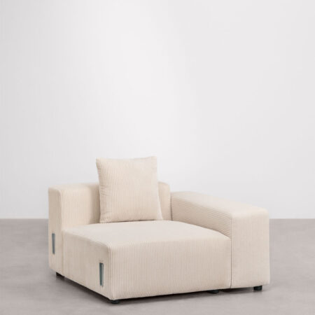 Modulo angolare destro (115x113 cm) con bracciolo basso e cuscino per divano componibile Bruna