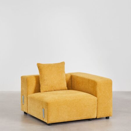 Modulo angolare destro (115x113 cm) con bracciolo alto e cuscino per divano modulare Bruna