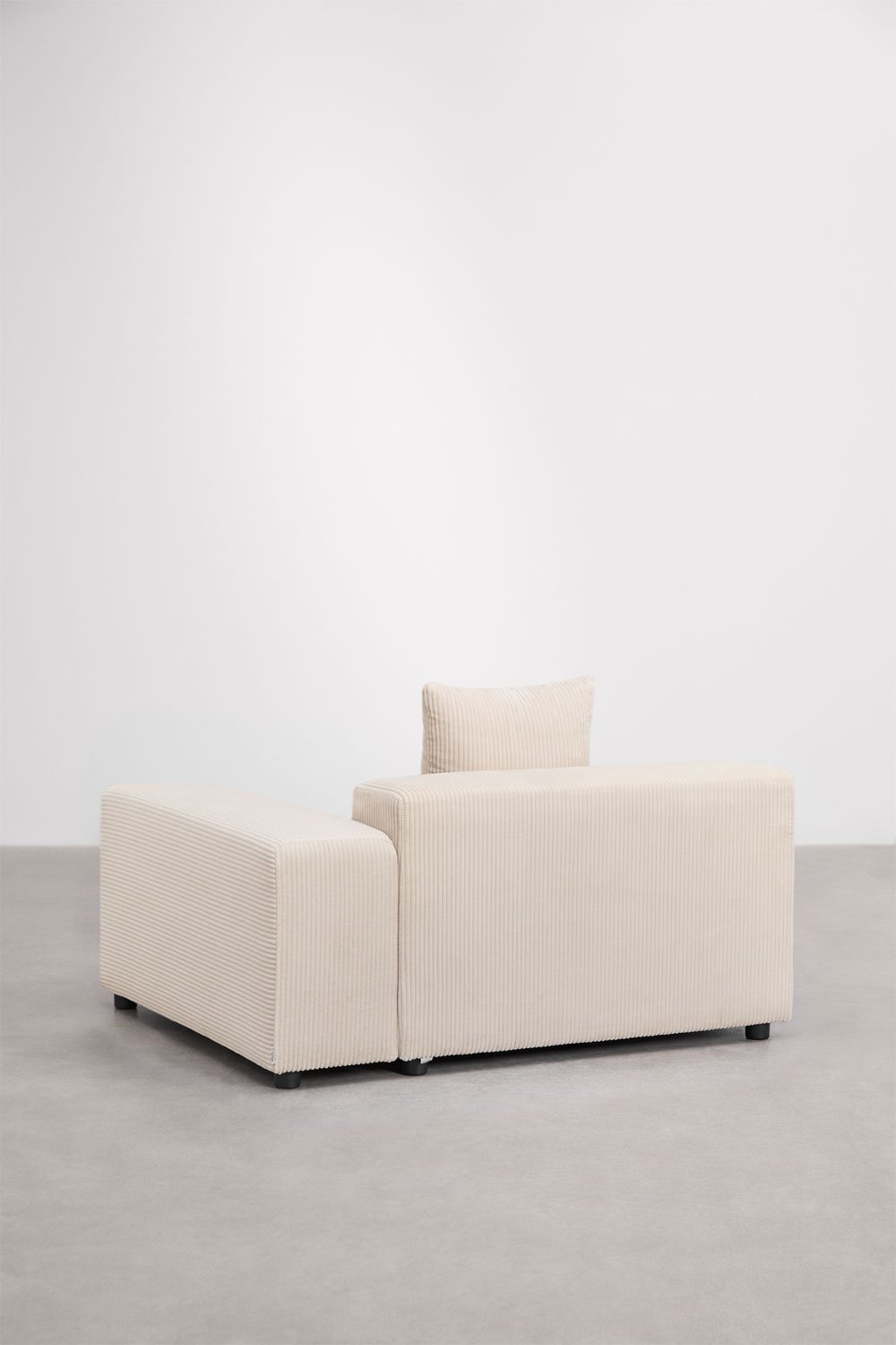 Modulo angolare destro (135x113 cm) con bracciolo basso e cuscino per divano componibile Bruna