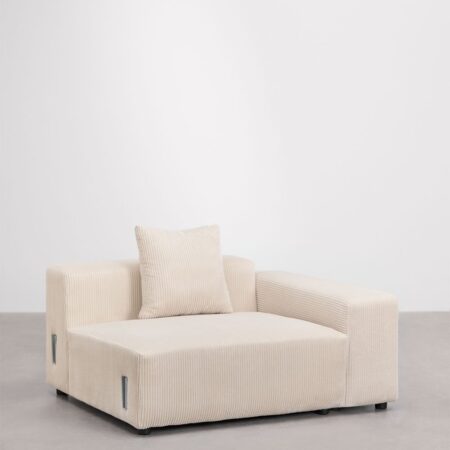Modulo angolare destro (135x113 cm) con bracciolo basso e cuscino per divano componibile Bruna