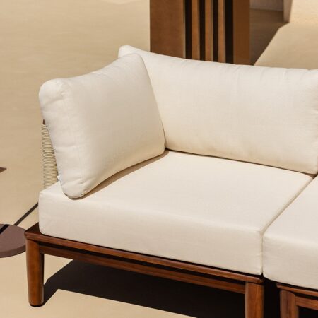 Modulo angolare per divano da giardino componibile in legno di acacia Giulia