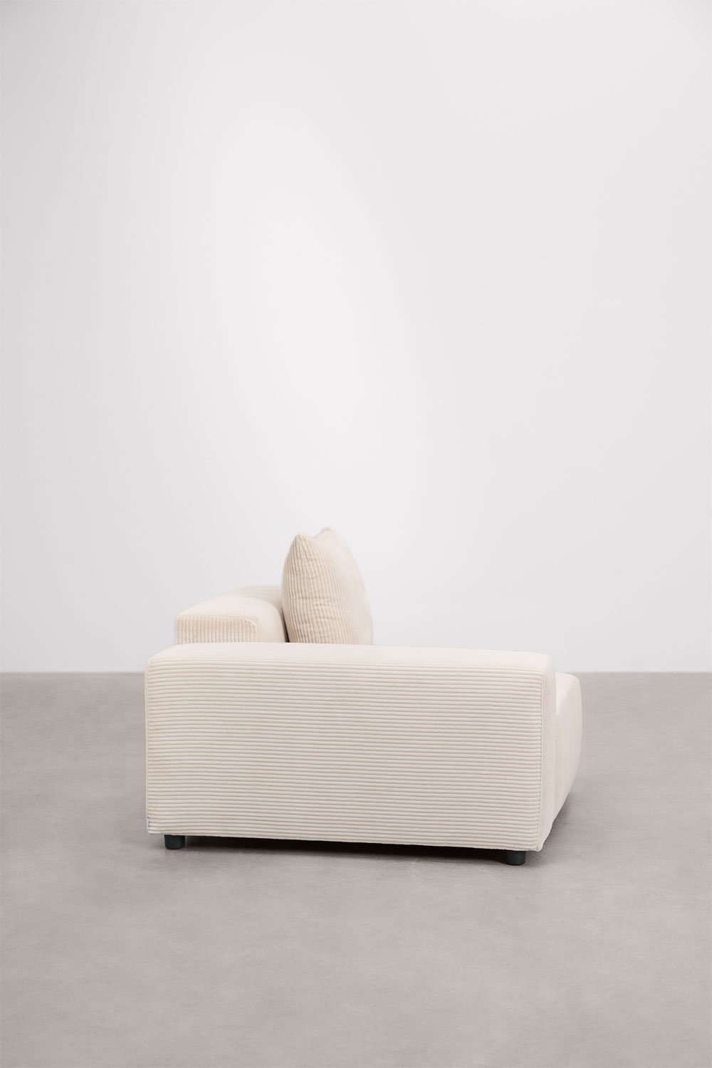Modulo angolare sinistro (115x113 cm) con bracciolo basso e cuscino per divano componibile Bruna