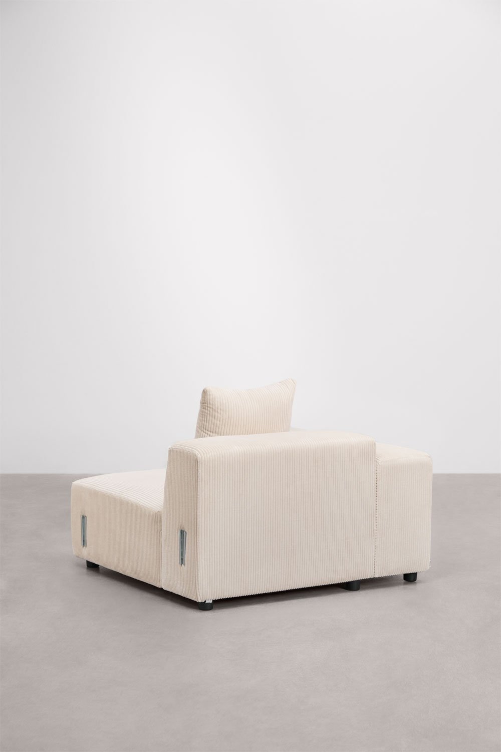 Modulo angolare sinistro (115x113 cm) con bracciolo basso e cuscino per divano componibile Bruna