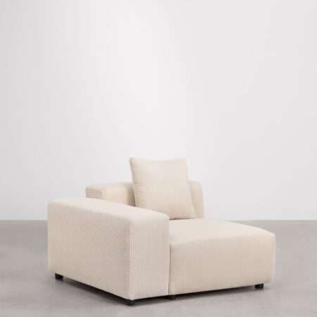 Modulo angolare sinistro (115x113 cm) con bracciolo basso e cuscino per divano componibile Bruna