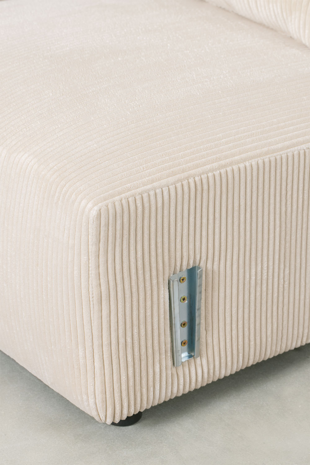 Modulo angolare sinistro (115x113 cm) con bracciolo basso e cuscino per divano componibile Bruna