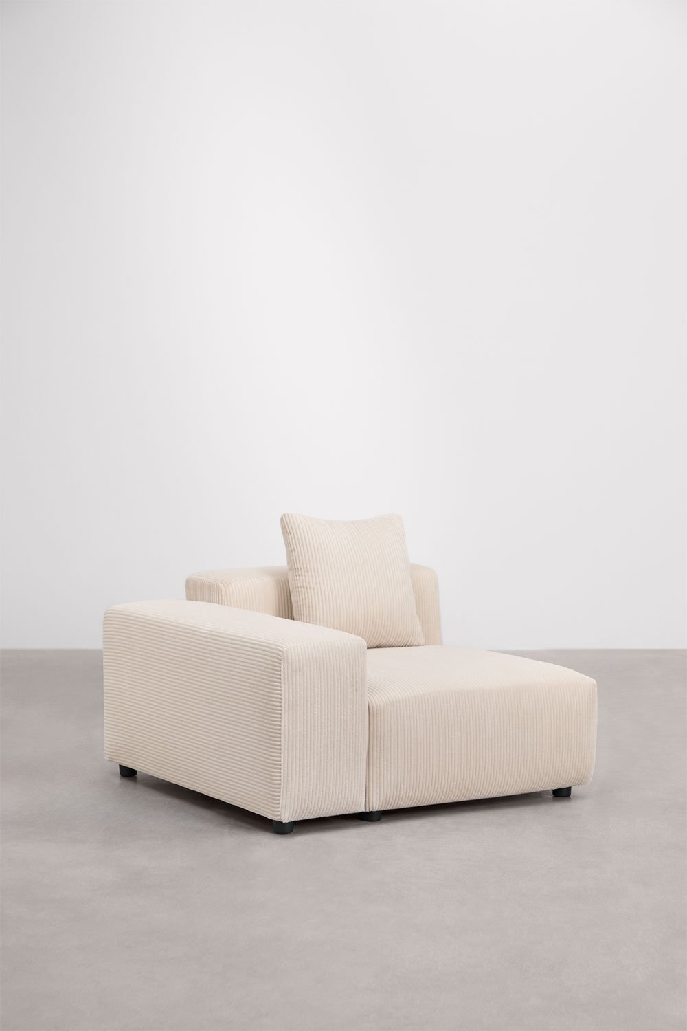 Modulo angolare sinistro (115x113 cm) con bracciolo basso e cuscino per divano componibile Bruna