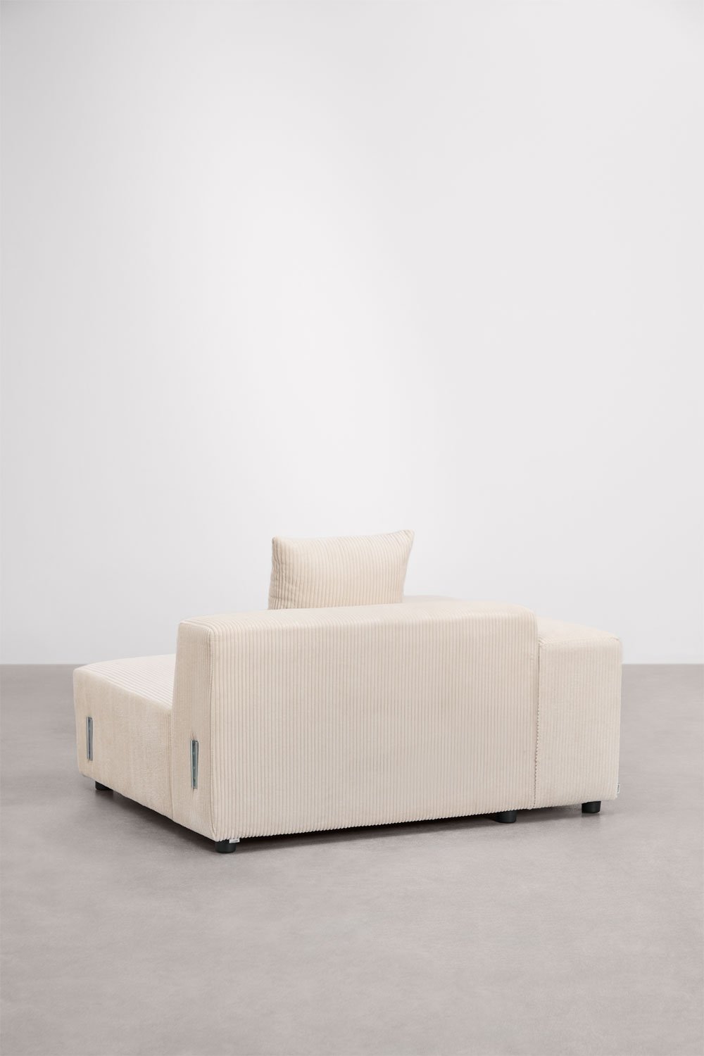 Modulo angolare sinistro (135x113 cm) con bracciolo basso e cuscino per divano componibile Bruna