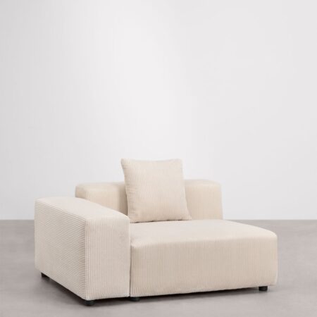 Modulo angolare sinistro (135x113 cm) con bracciolo basso e cuscino per divano componibile Bruna
