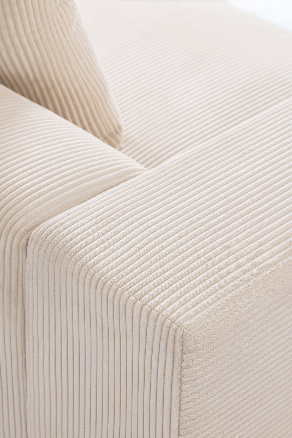 Modulo angolare sinistro (135x113 cm) con bracciolo alto e cuscino per divano modulare Bruna