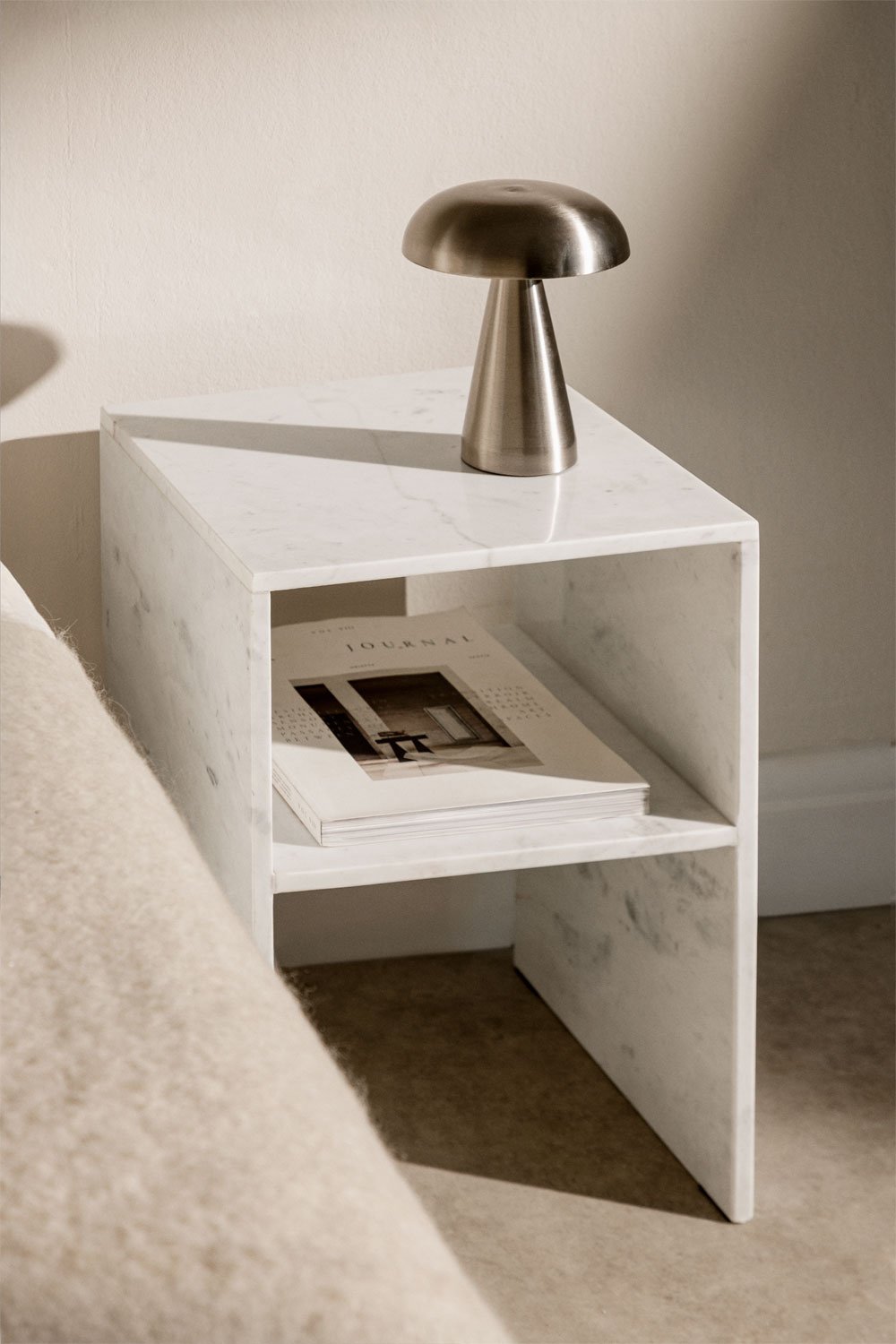 Confezione da 2 comodini quadrati 35x35 cm in marmo Gabrielle
