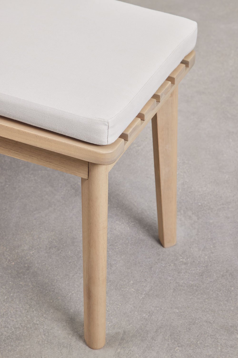 Panca da 160 cm in legno di acacia e tessuto Kaela