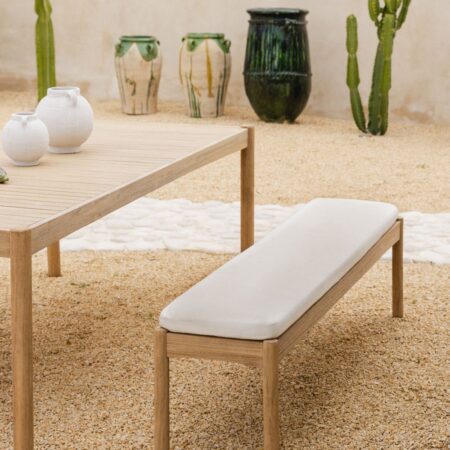 Panca da giardino 180 cm in legno di acacia e tessuto Karvia