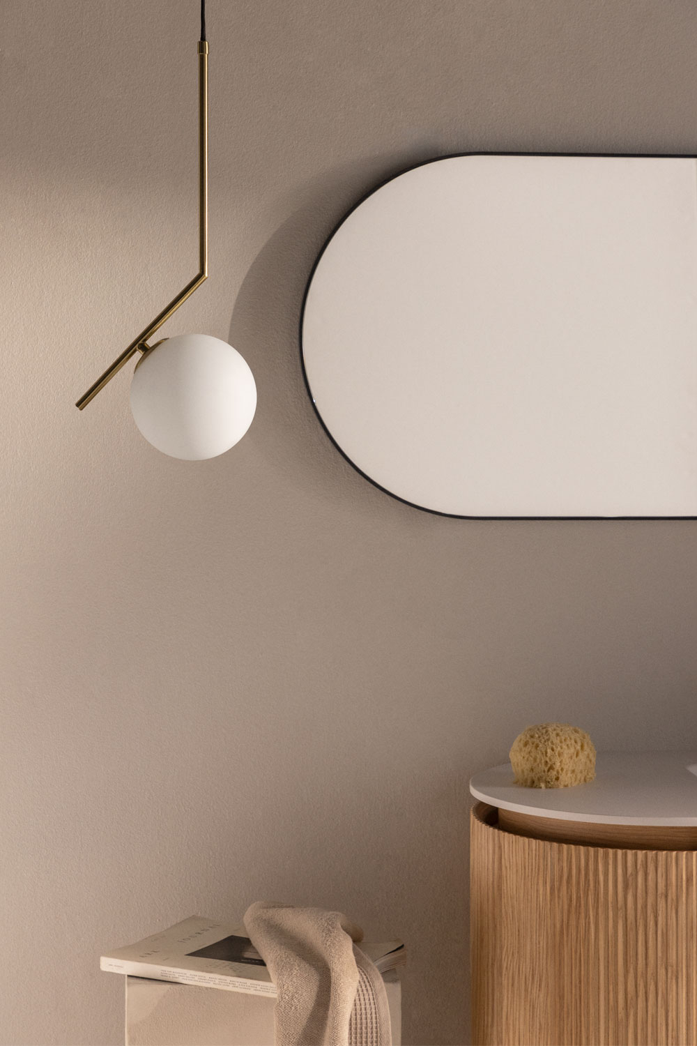 Plafoniera da bagno in acciaio inox Linorayle con sfera di vetro