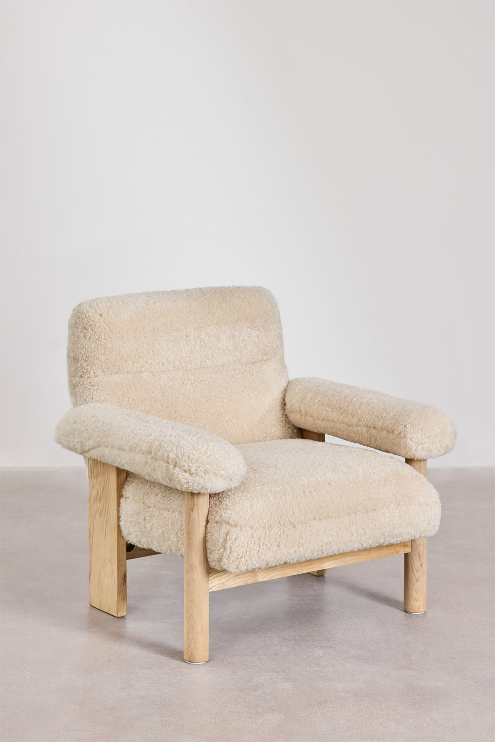 Poltrona Bernia Style in shearling e frassino