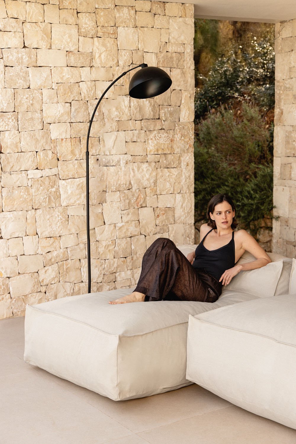 Poltrona chaise longue da giardino in tessuto Dojans