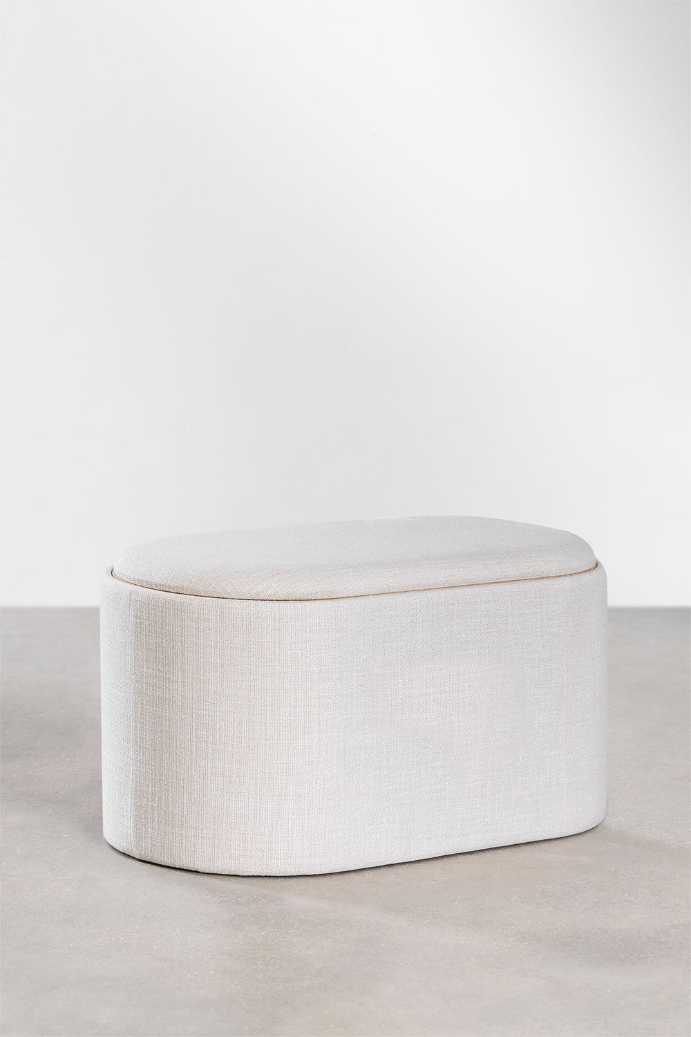 Pouf ovale imbottito Berkeleni con vassoio e contenitore