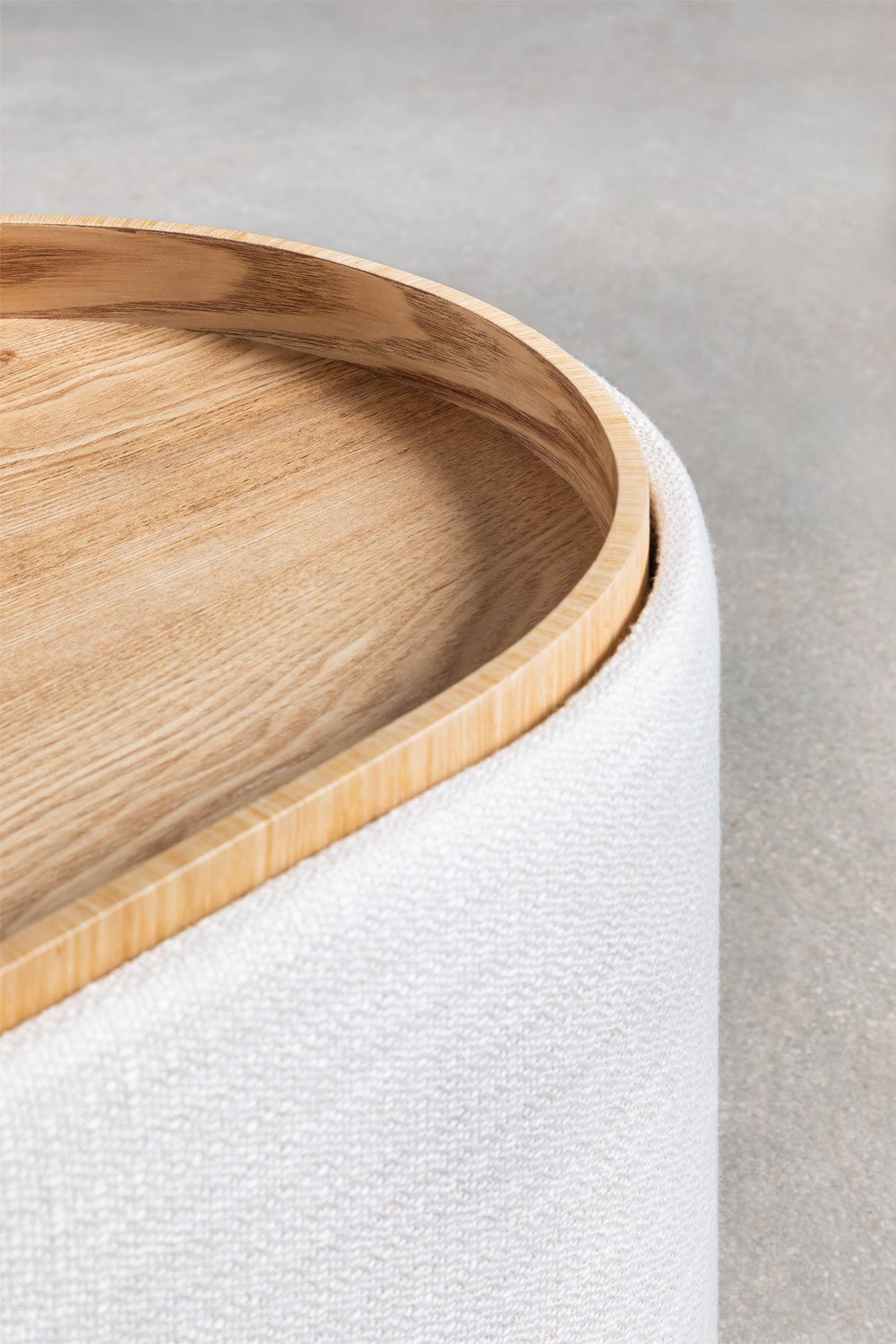 Pouf ovale imbottito Berkeleni con vassoio e contenitore