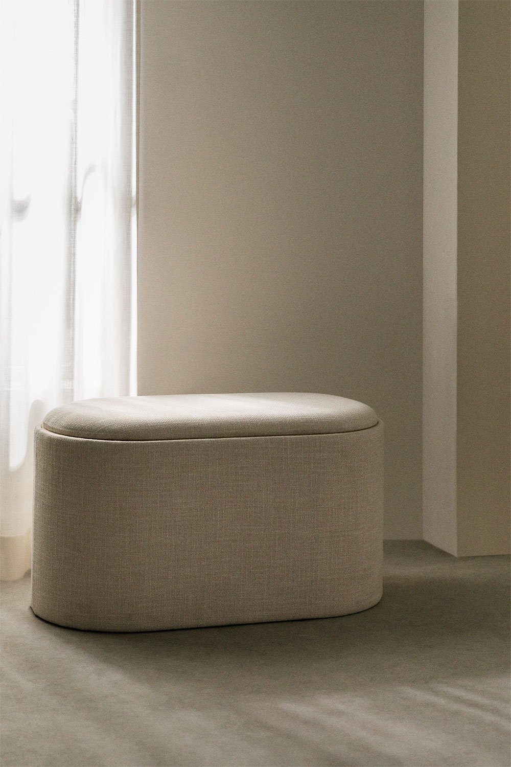 Pouf ovale imbottito Berkeleni con vassoio e contenitore