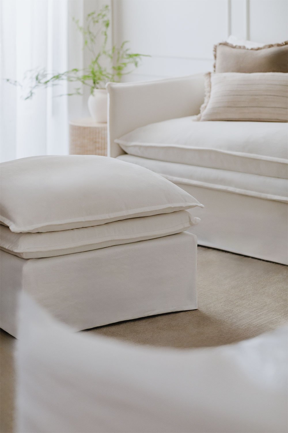 Pouf Grace in lino e cotone