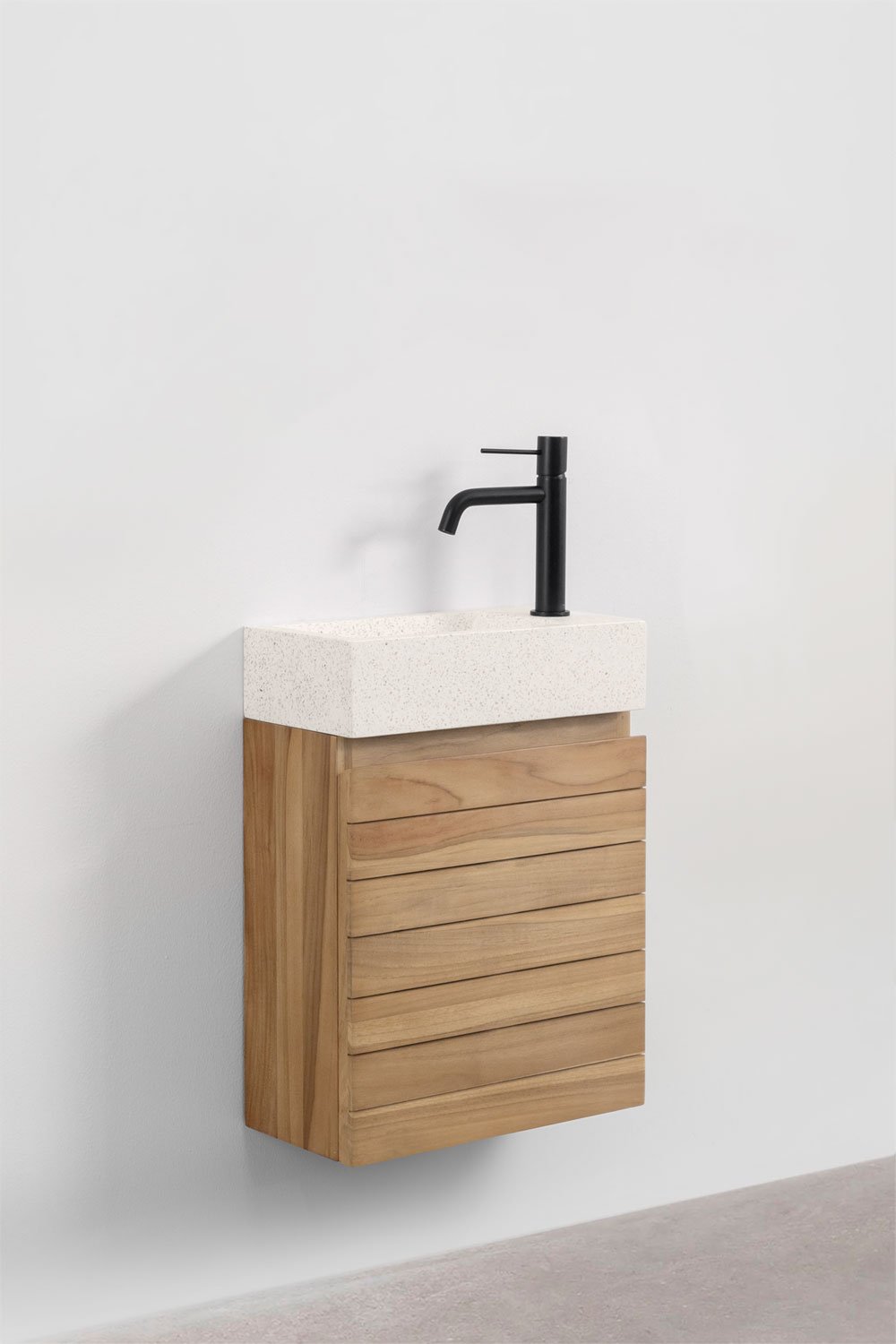 Set Arredo Bagno in Legno Teak con Lavabo Integrato in Cemento Napier