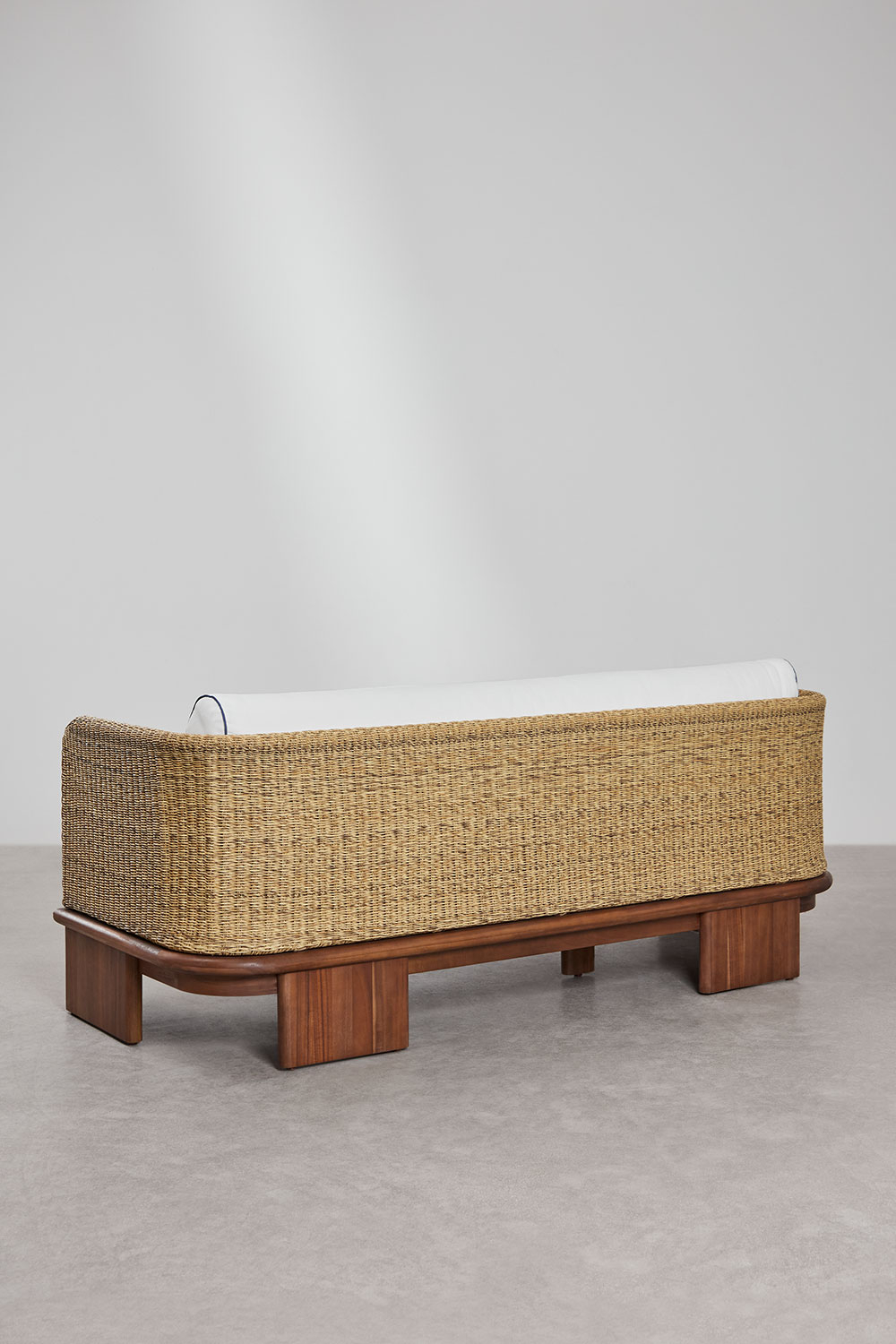 Set da giardino con divano 3 posti e 2 tavolini in rattan e legno di acacia Famara