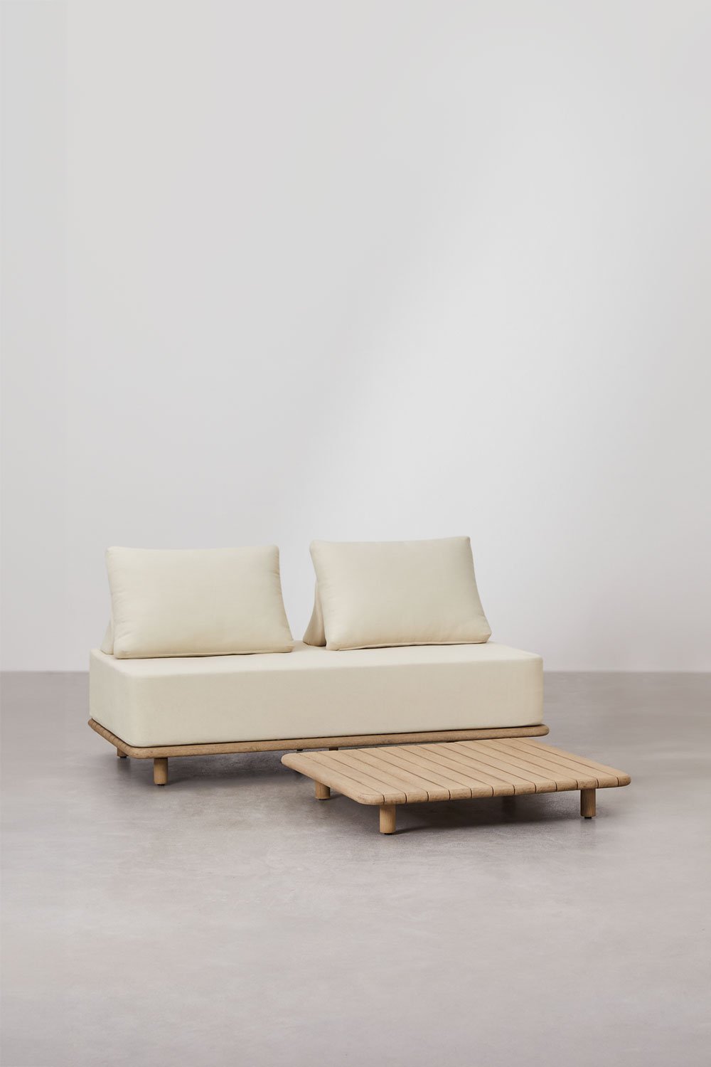 Set da giardino con divano a 2 posti e tavolino quadrato 95x95 cm in acacia Portet