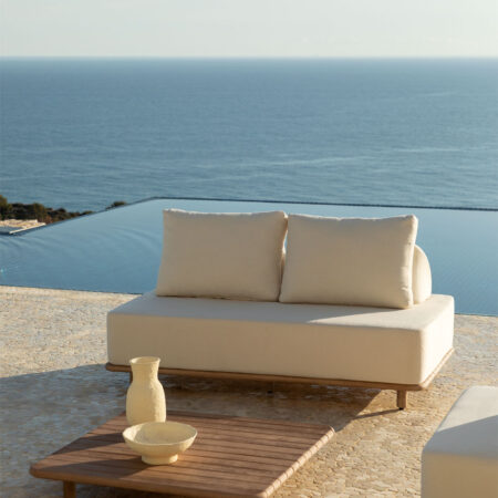 Set da giardino con divano a 2 posti e tavolino quadrato 95x95 cm in acacia Portet