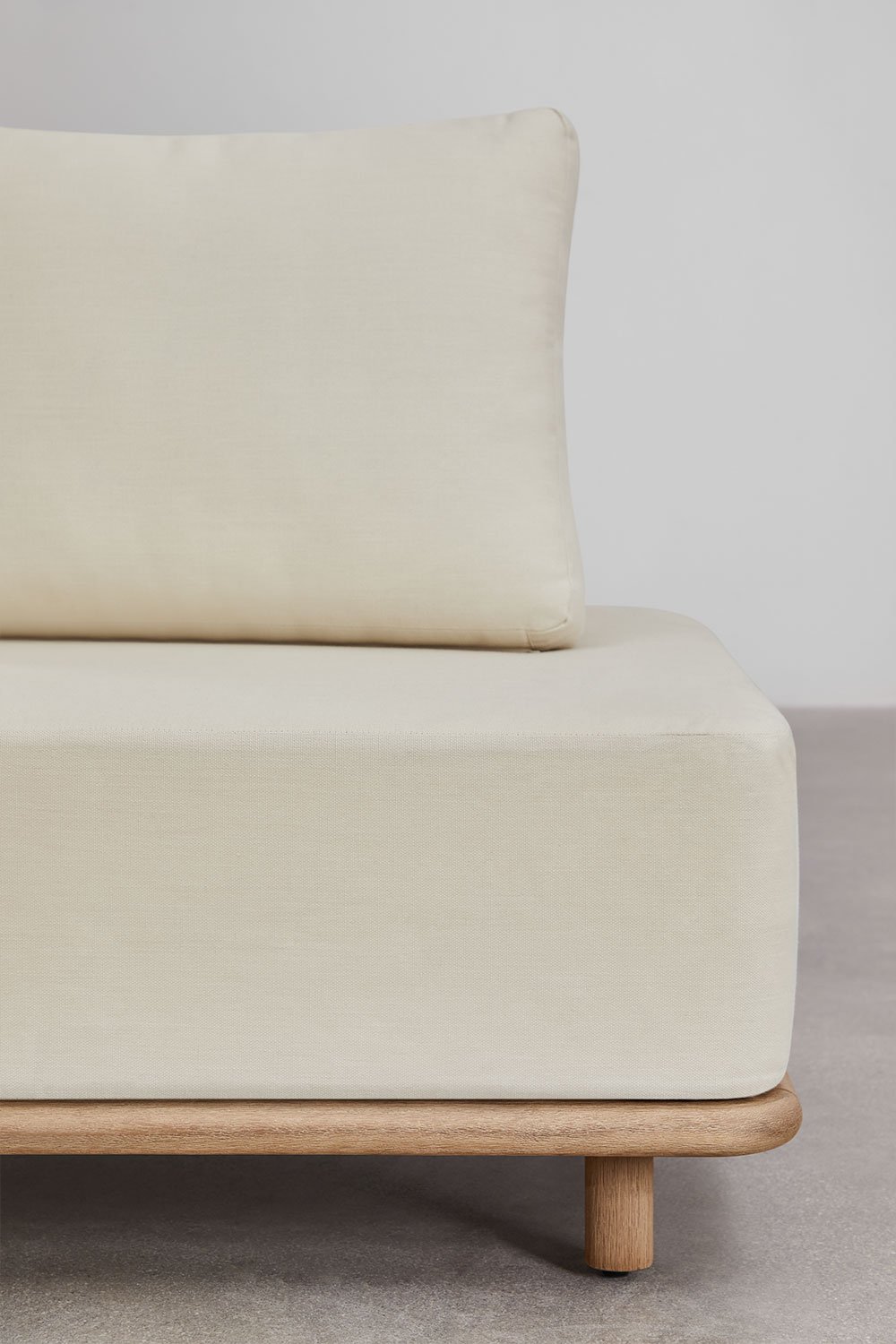 Set di divani angolari modulari Portet da 5 pezzi con tavolino laterale in acacia