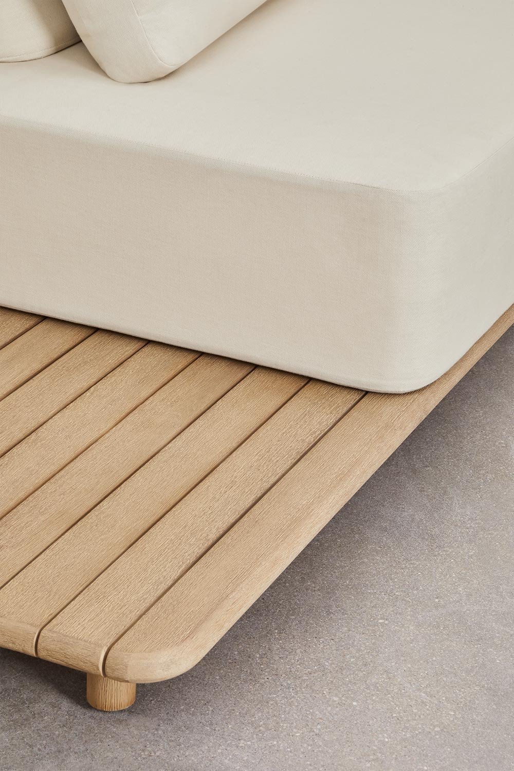 Set di divani angolari modulari Portet da 5 pezzi con tavolino laterale in acacia
